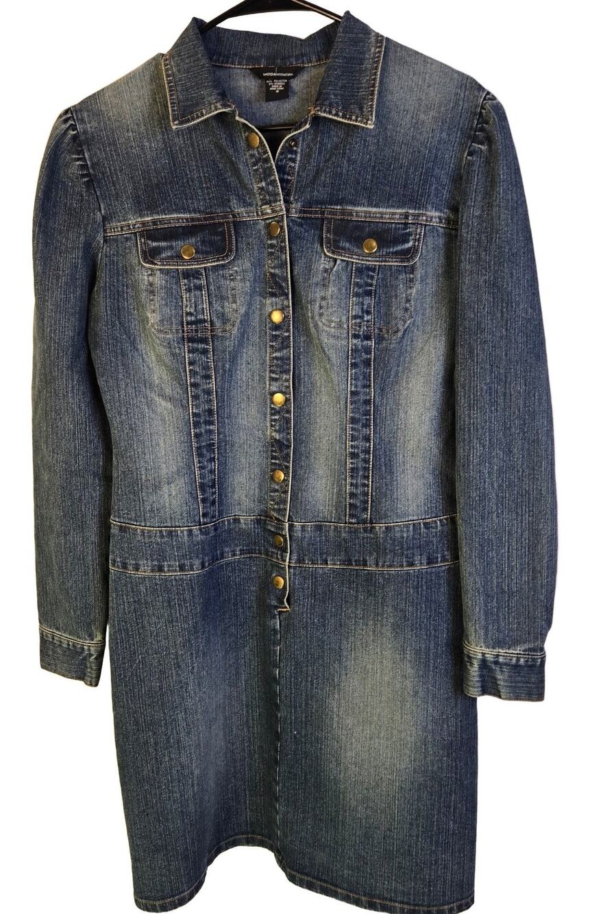 MOTO COWGIRL WESTERN Moda International Denim Dress Size 8 Button